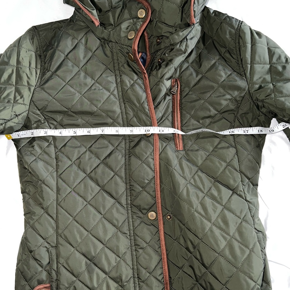 💚 LAUREN RALPH LAUREN Green Hooded Quilted Coat; Size XS - Picture 13 of 15